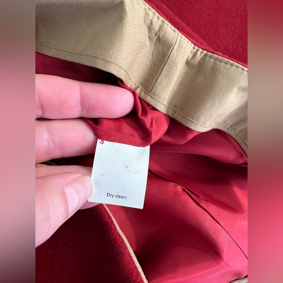 Vintage J.CREW A-Line Skirt Wool Blends Red Maroon Tan Piping Stitching Pockets - Picture 11 of 12